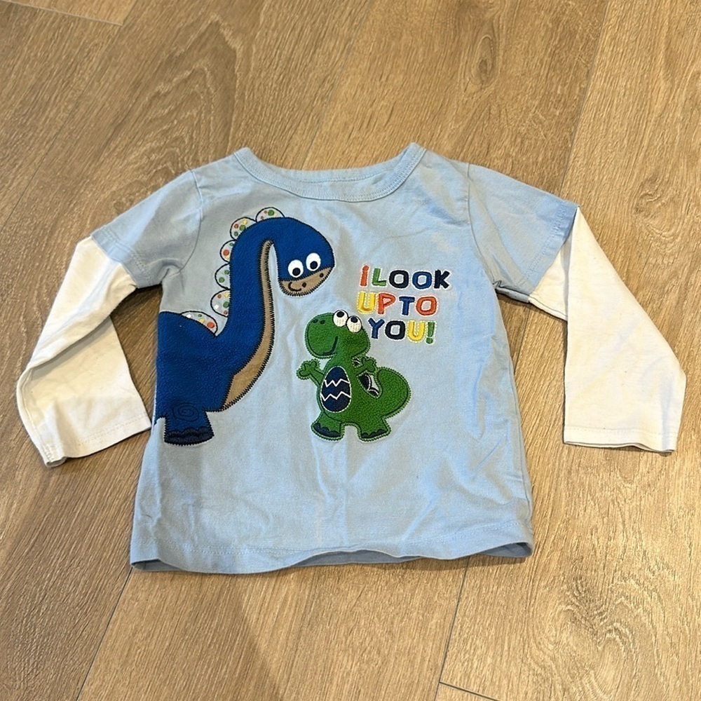 GARANIMALS BABY BOY TODDLER BLUE WHITE DINO ANIMAL PRINT LONG SLEEVE TEE 18M